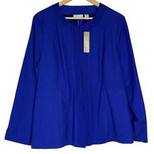 NWT Chicos Alicia Texture Jacket Womens 3 XL Blue LS Jacket